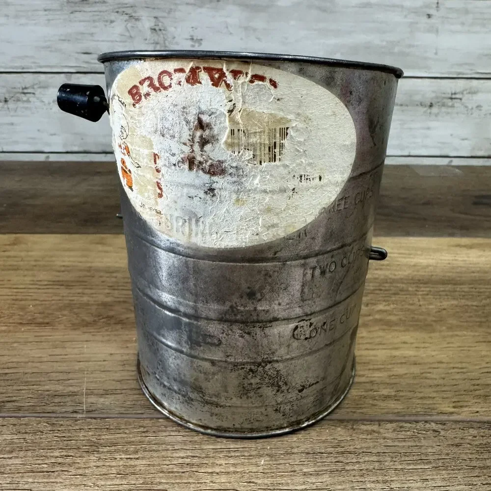 Vintage Bromwell's Measuring Cup Metal Flour Sifter Black Handle